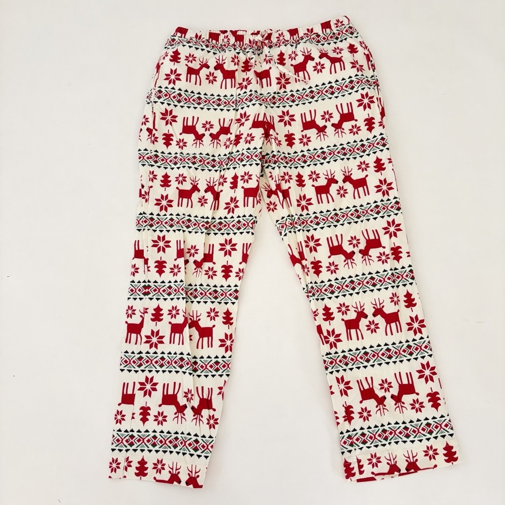 Hanna Andersson Adult Flannel Pajama Pants‎ Large Dear Deer Christmas Reindeer